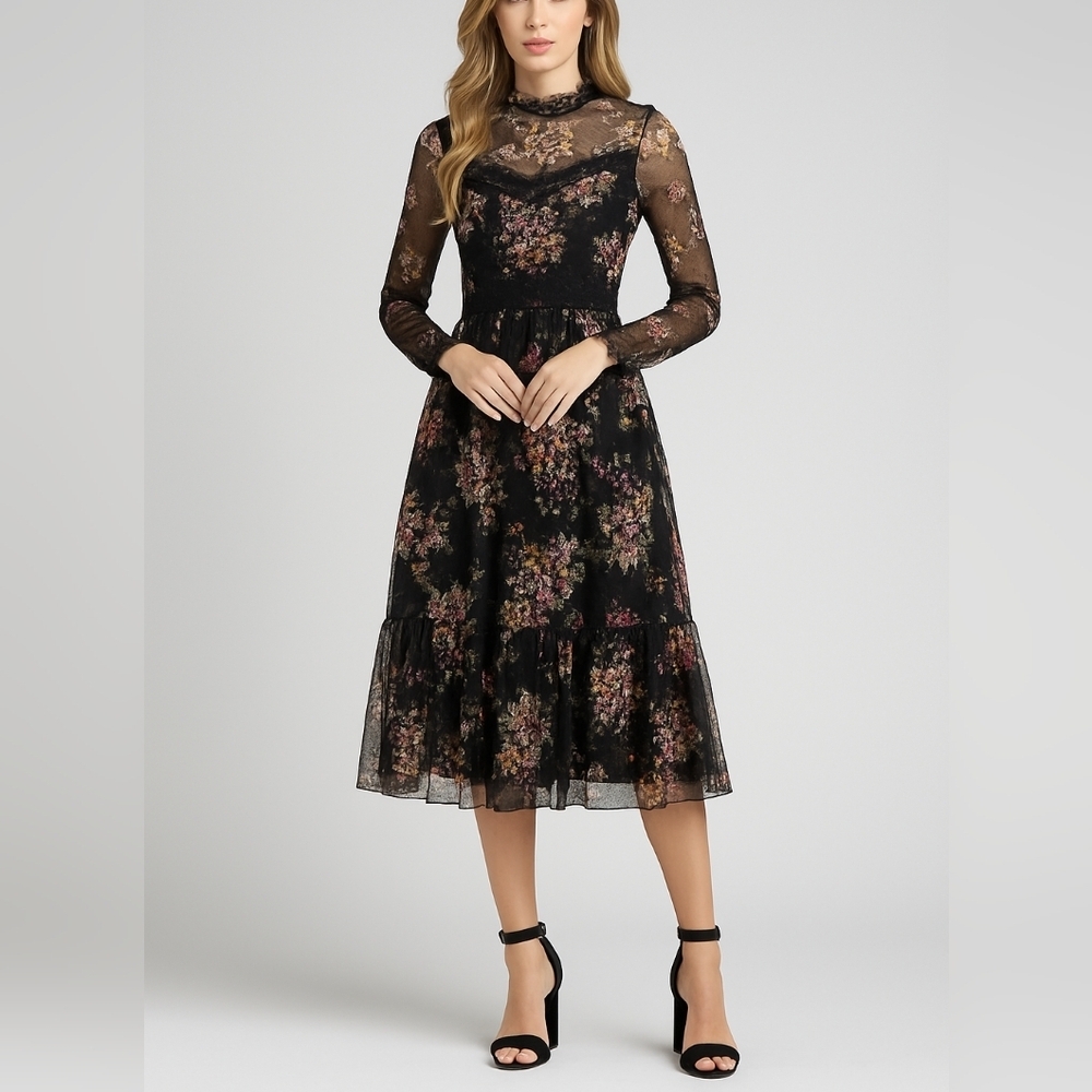Floral Black Dress